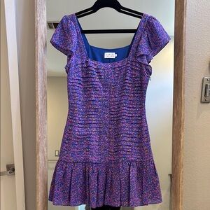 Tanya Taylor Blue and Pink Patterned Dress
